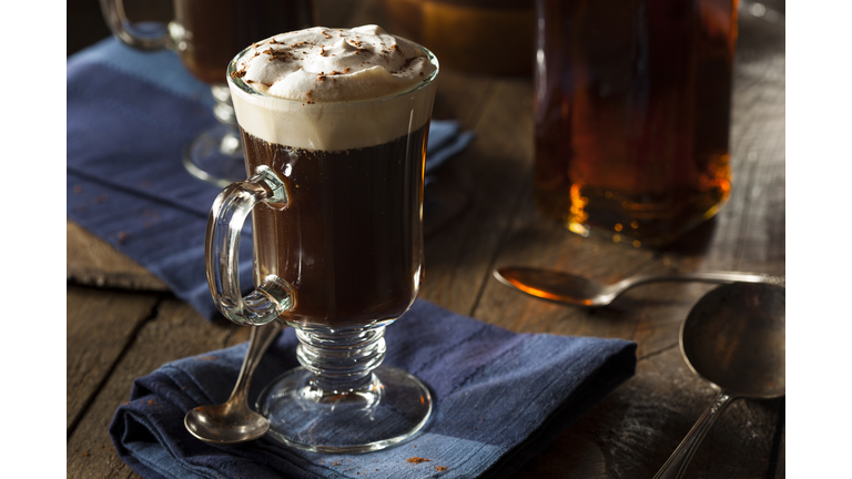 Homemade Irish Coffee with Whiskey