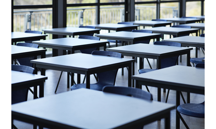 Big empty classroom at modern school