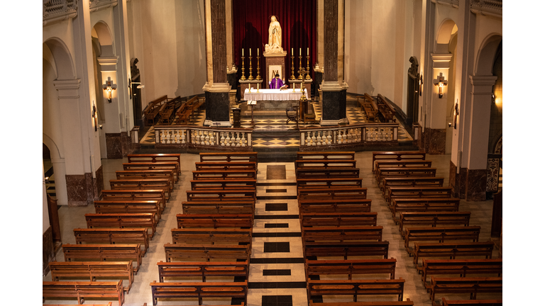 A Church Celebrates An Online Mass Due To Coronavirus