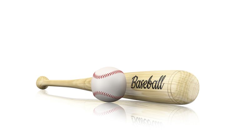 Baseball bat and ball, illustration