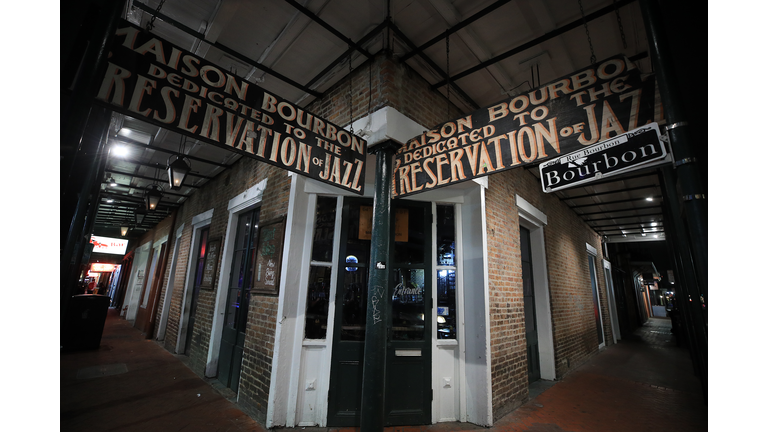 An empty bar is seen on Bourbon Street as Louisiana Governor John Bel Edwards orders bars, gyms and casinos to close until April 13th due to the spread of coronavirus (COVID-19) on March 16, 2020 in New Orleans, Louisiana. (Photo by Chris Graythen/Getty Images)