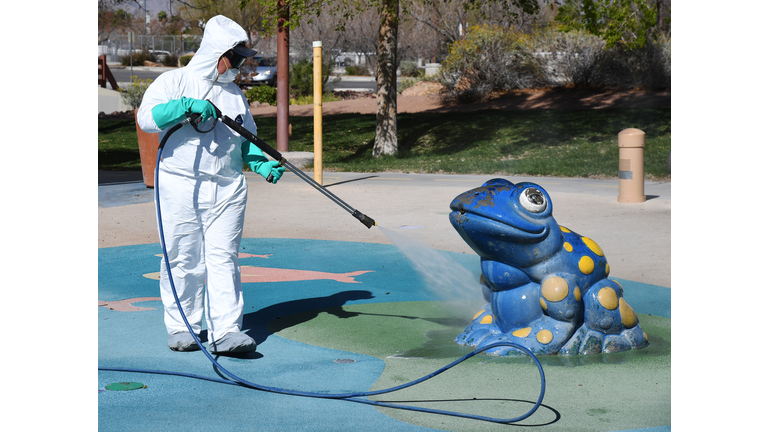 City Of Las Vegas Cleaning Crews Clean The City's Outdoor Parks