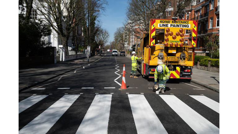 Iconic Abbey Road Crossing Is Repainted During The Coronavirus Pandemic