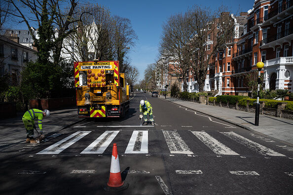 Iconic Abbey Road Crossing Is Repainted During The Coronavirus Pandemic