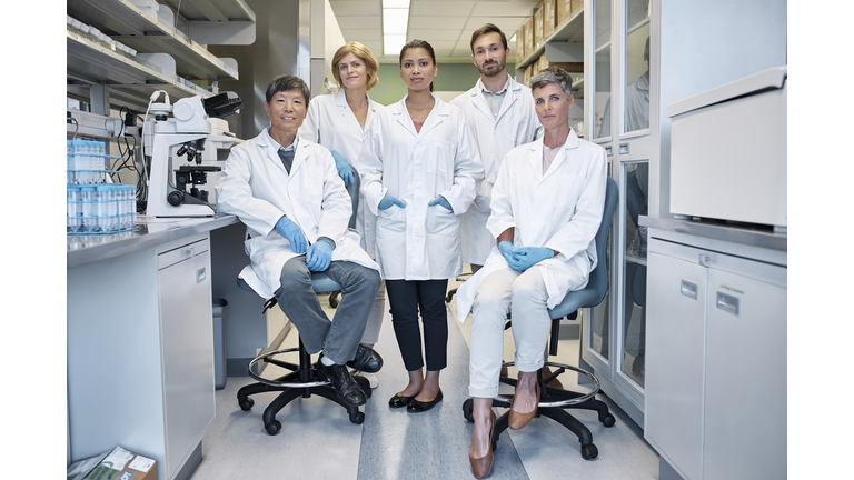 Portrait of confident scientists in laboratory