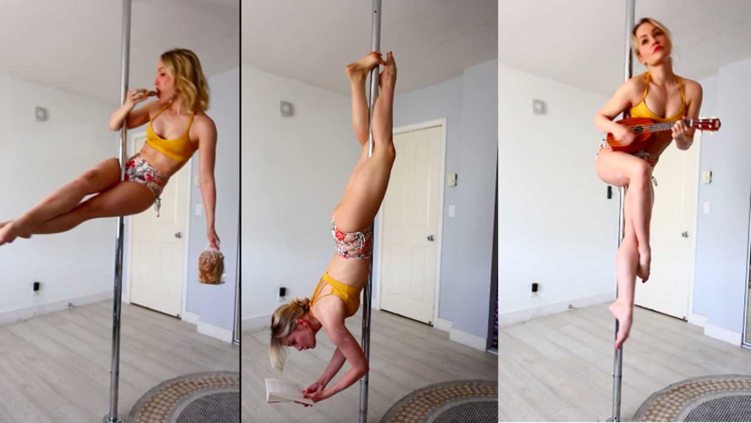Pole dancing being used for fitness