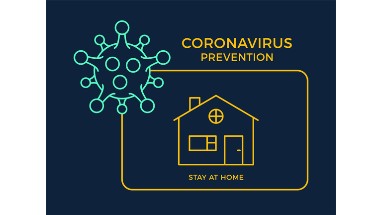 Banner stay at home icon prevention coronavirus. concept protection covid-19 sign vector illustration. COVID-19 prevention design background.
