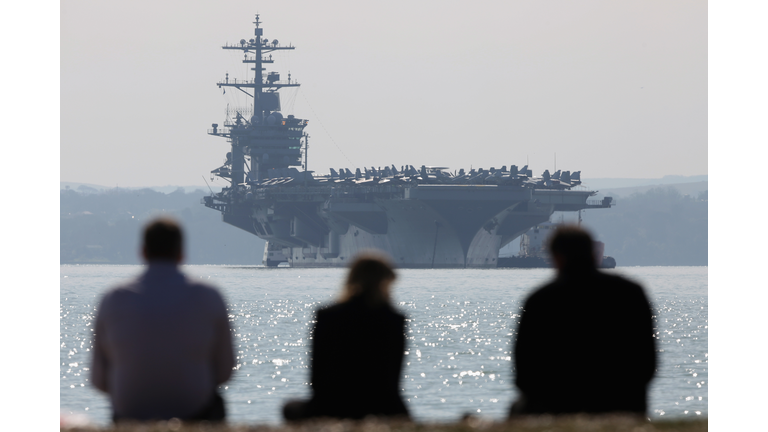 American Aircraft Carrier Anchors Off The Coast Of Hampshire