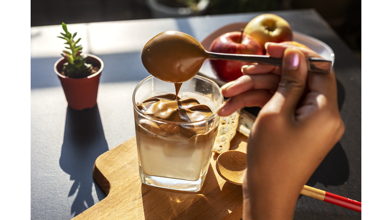 The making of Dalgona South Korean Coffee