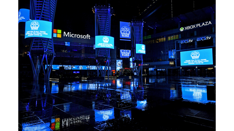 Across U.S., Stadiums, Landmarks Illuminated In Blue To Honor Essential Workers