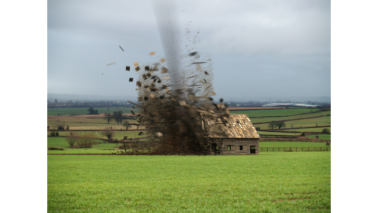 Tornado Destroying Barn
