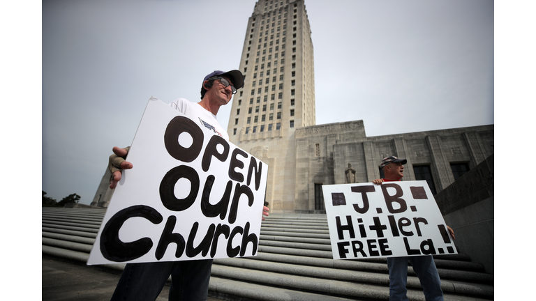 Rally Held At Louisiana Capitol Protesting Stay-At-Home Order And Economic Shutdown