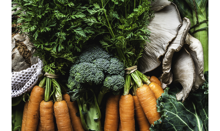 Market Vegetables and Bunches of Carrots