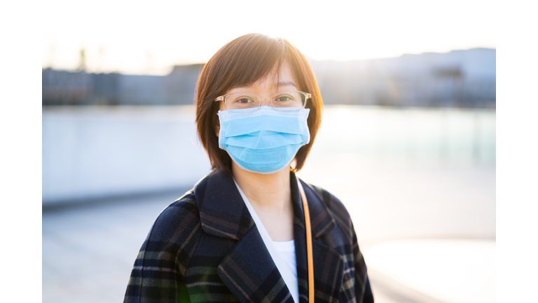 wearing protective mask in city