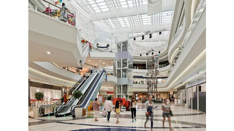 Inside a large shopping mall in Almaty