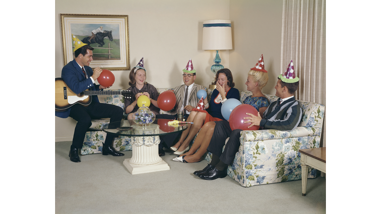 Friends having fun at house party