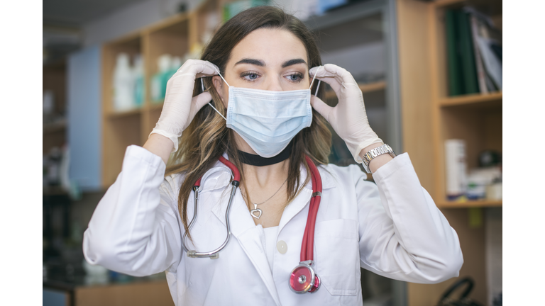 Female doctor wearing surgical mask