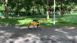 Robotic Dog Patrols Singapore Park