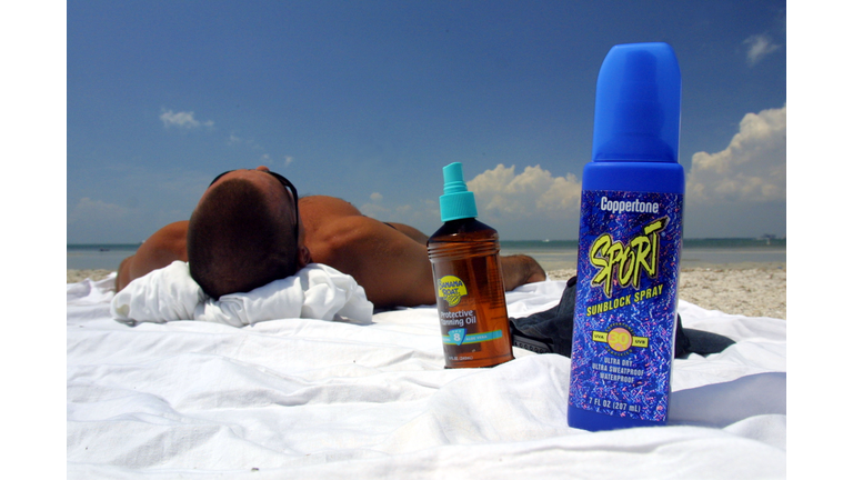 Suntan Lotion Popular on Florida Beach