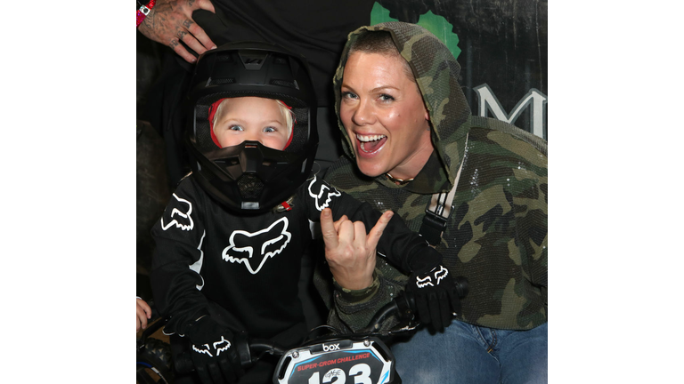 Pink & her son @ a pre-COVID-19 Monster Energy Supercross VIP Event