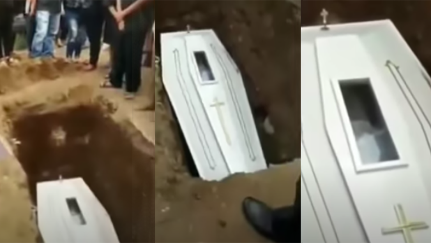 Eerie Video Shows Body Wave Goodbye As It's Being Buried At Funeral