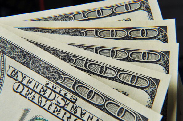 A close-up several United States 100-dol