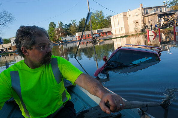 Two Dams Burst Flooding Town Of Midland, Michigan