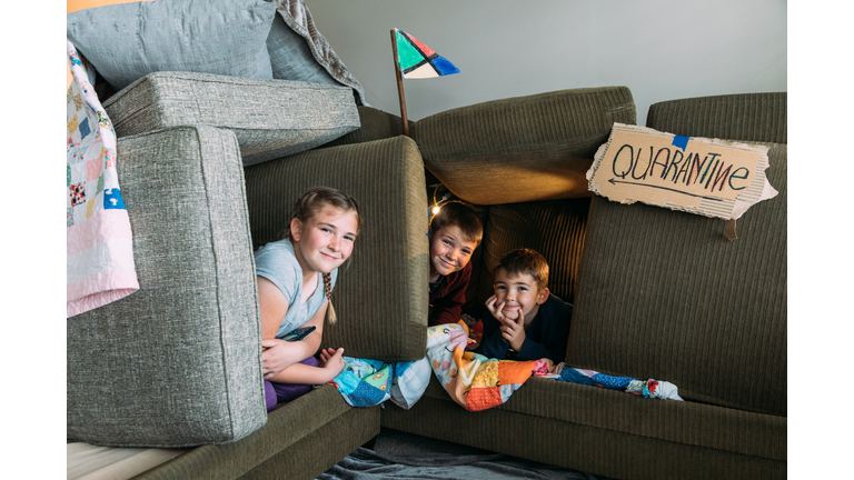 Children in Couch Fort