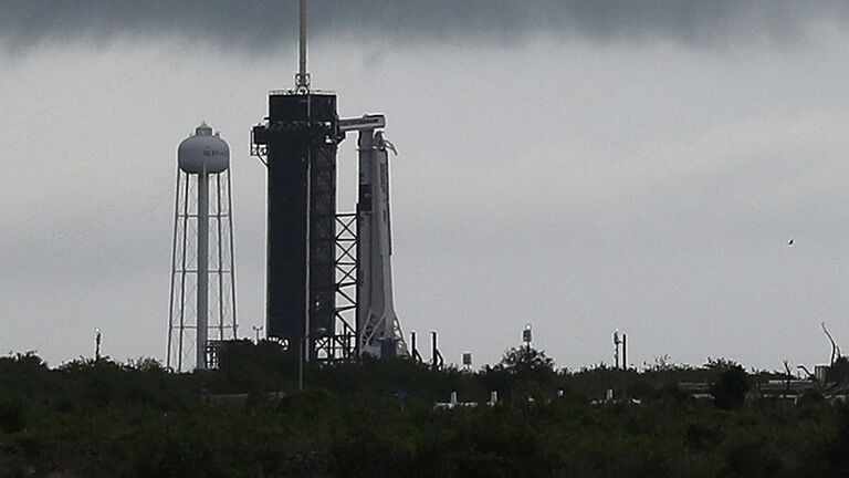SpaceX Falcon-9 Rocket And Crew Dragon Capsule Prepares To Launch From Cape Canaveral Sending Astronauts To The International Space Station