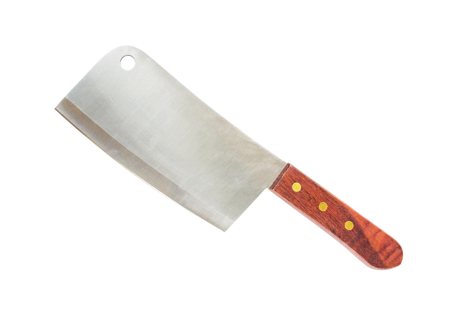 Close-Up Of Meat Cleaver Against White Background