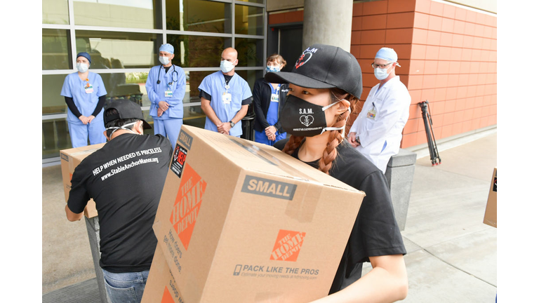 SAM Foundation And City Of Orange Mayor Mark A. Murphy Deliver 15,000 Surgical Masks And 300 Face Shields To Orange County Hospitals