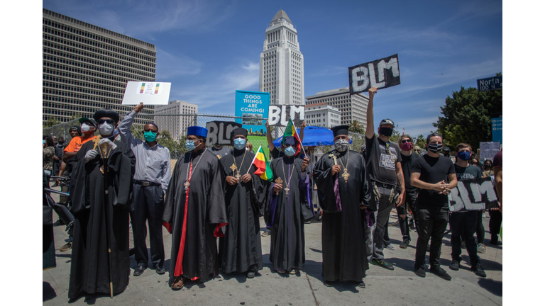 Activists In Los Angeles Hold Memorial Service For George Floyd