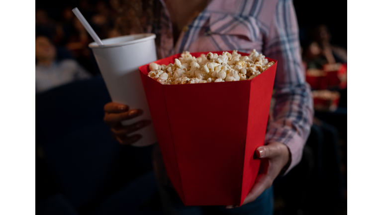 Having a snack at the movies