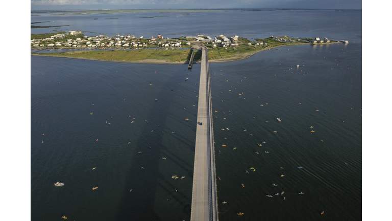A view of the Grand Isle Bridge, the only bridge connecting Louisiana to Grand Isle, the only inhabited barrier island in Louisiana on August 24, 2019 in Grand Isle, Louisiana. (Photo by Drew Angerer/Getty Images)