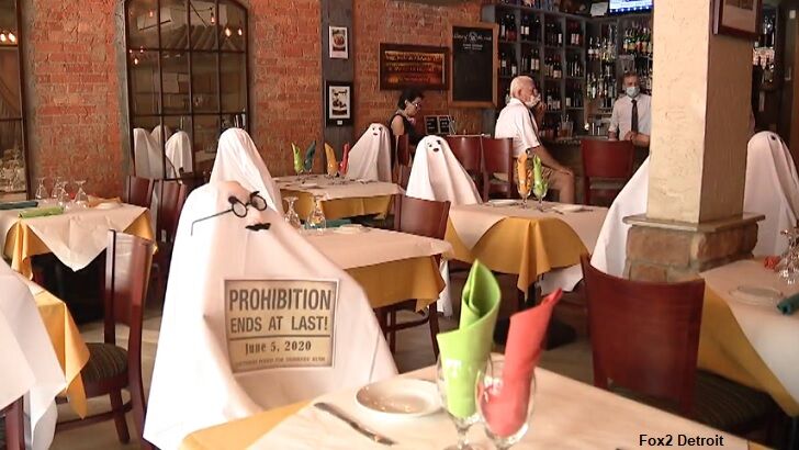 Video: Michigan Restaurant Enlists 'Ghosts' to Help with Social Distancing