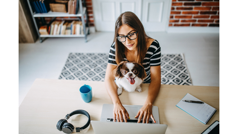 Woman working from home