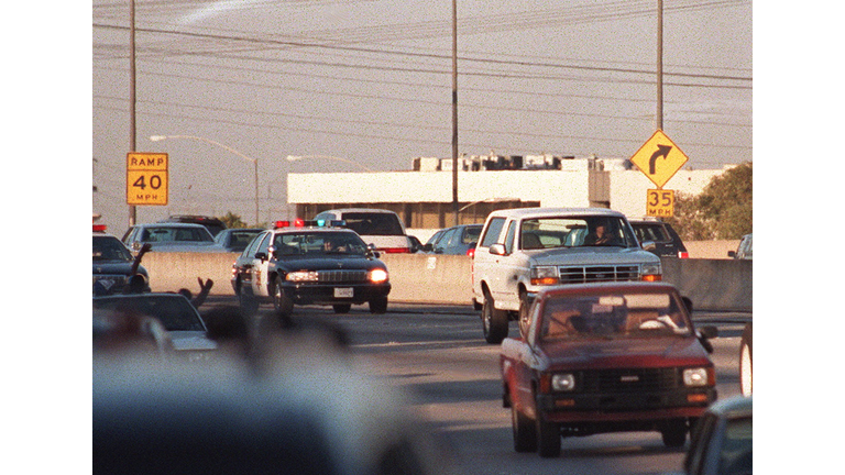 Motorists Wave At O.J. Simpson During Police Freeway Pursuit