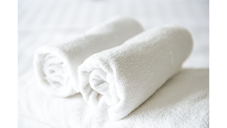 Close-Up Of White Towels
