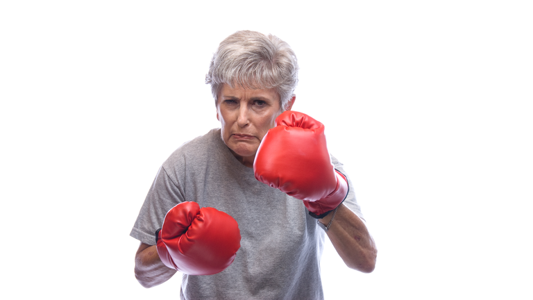 Grandmother with boxing gloves