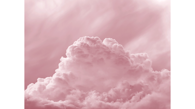 Full frame of the abstract background with colorful clouds on a pink background