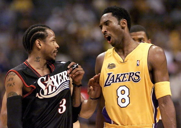 Allen Iverson (L) of the Philadelphia 76ers and Ko