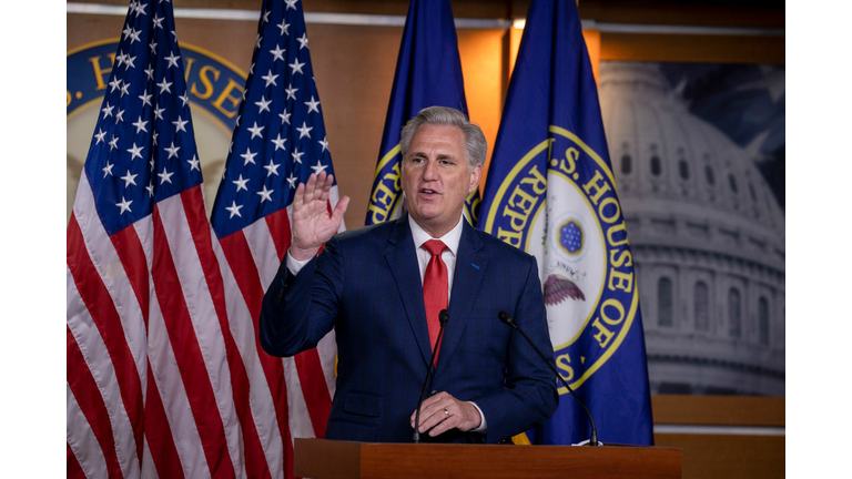House Minority Leader Kevin McCarthy Holds Weekly Press Briefing On Capitol Hill