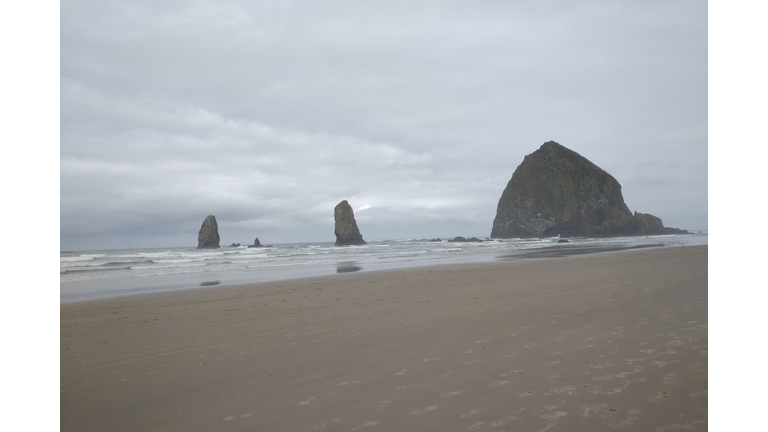 Haystack rock and sea stacks