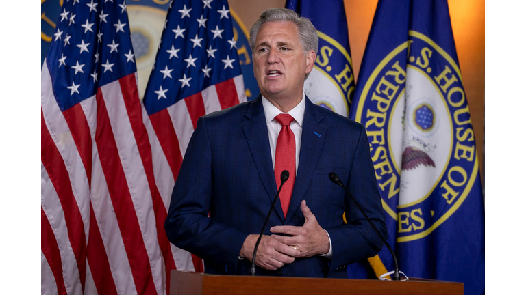 House Minority Leader Kevin McCarthy Holds Weekly Press Briefing On Capitol Hill