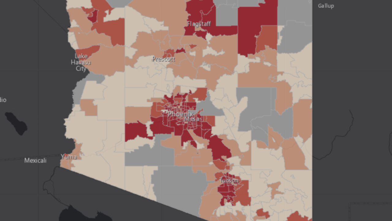 Map Of COVID19 Cases In Arizona By Zip Code iHeart