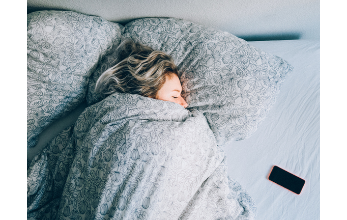 High Angle View Vie Of Woman Sleeping On Bed