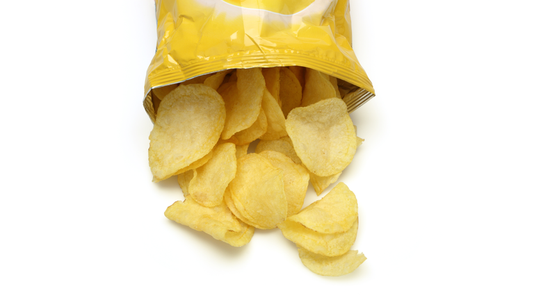 Chips spilling out of an open bag