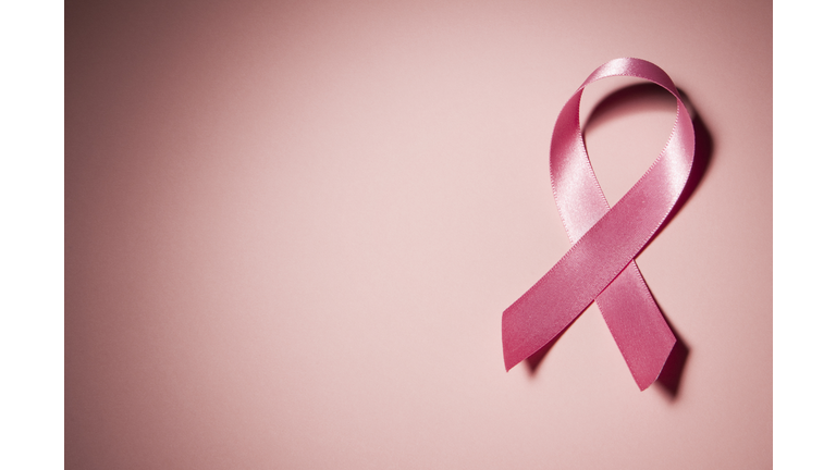 Pink breast cancer awareness ribbon with copy space