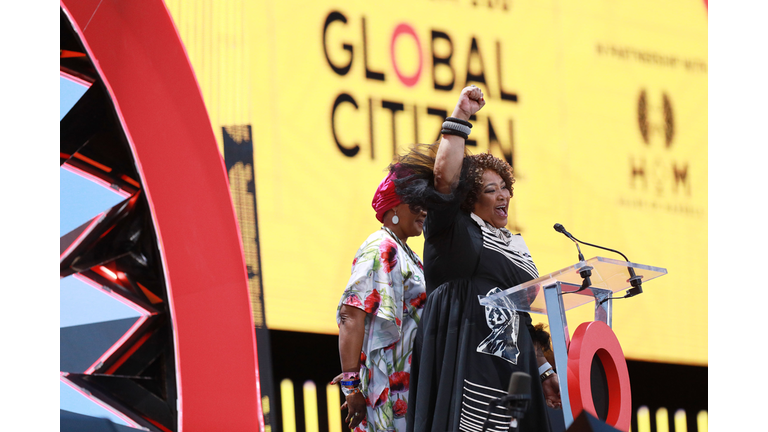 JOHANNESBURG, SOUTH AFRICA - DECEMBER 02: Zindzi Mandela and Makaziwe Mandela speak on stage during the Global Citizen Festival: Mandela 100 at FNB Stadium on December 2, 2018 in Johannesburg, South Africa. (Photo by Michelly Rall/Getty Images for Global Citizen Festival: Mandela 100)