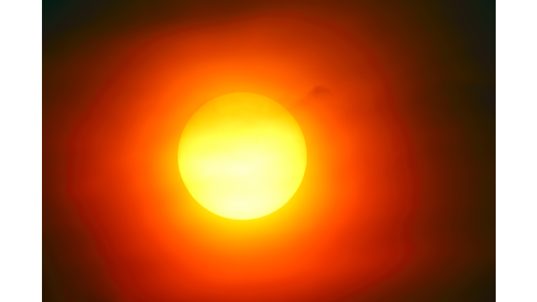 Heatwave hot sun. Global warming from the sun and burning. Climate Change.